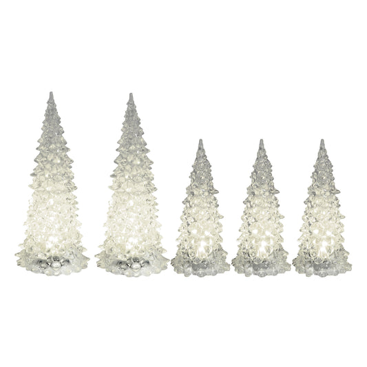 Battery Operated LED Crystal Trees - Set of 5