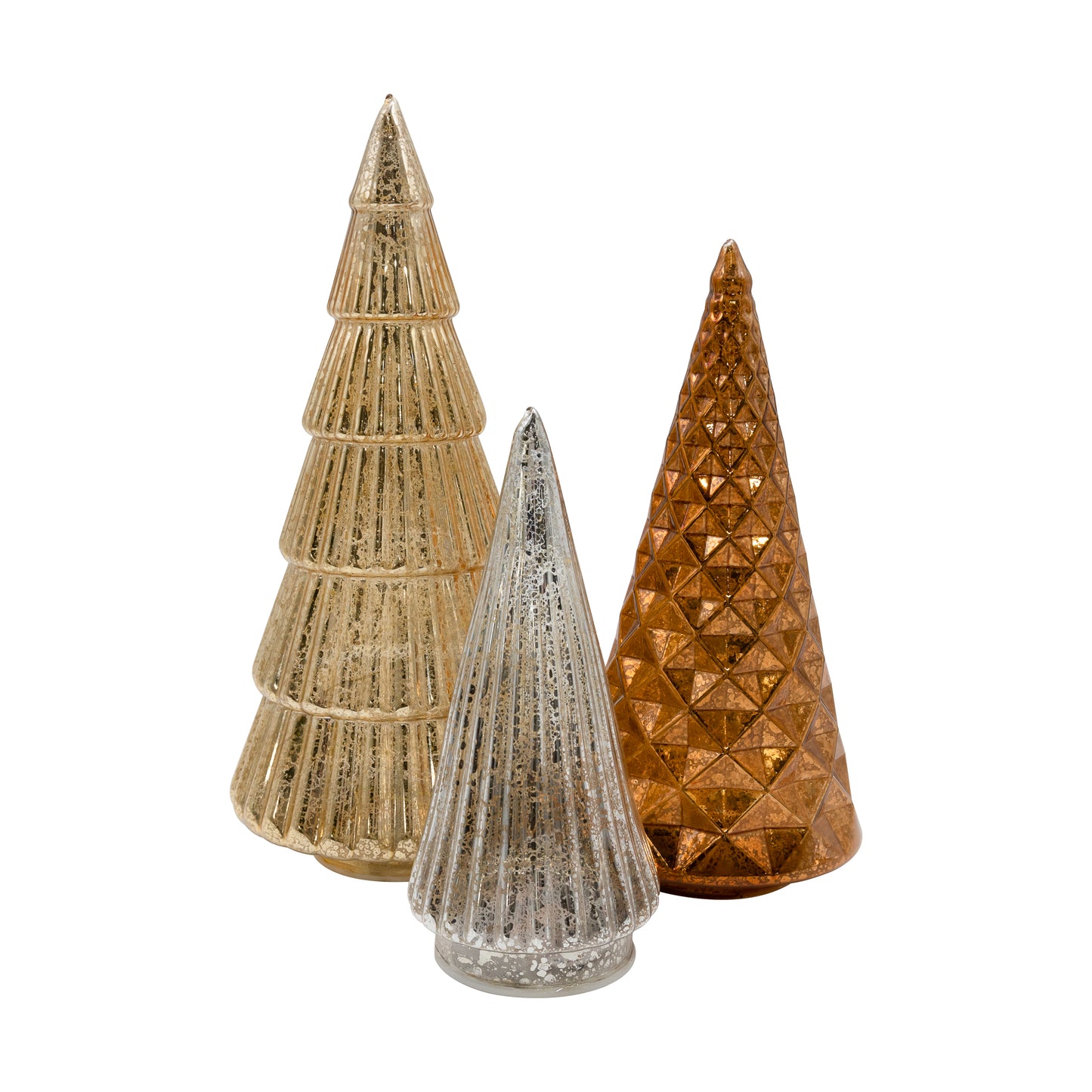 Battery Operated Gold, Bronze & Silver Trees - Set of 3