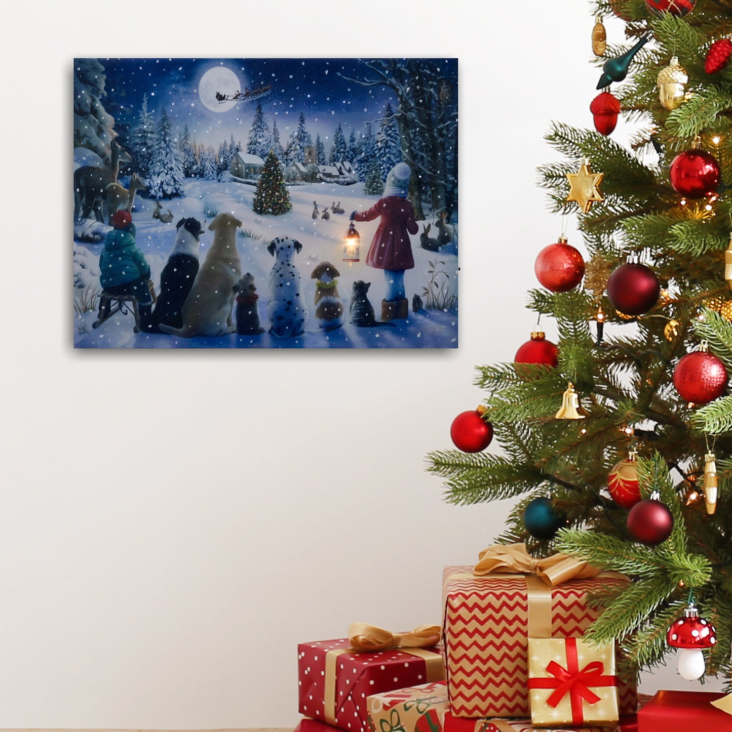 Battery Operated Lighted Wall Art - Holiday Gathering