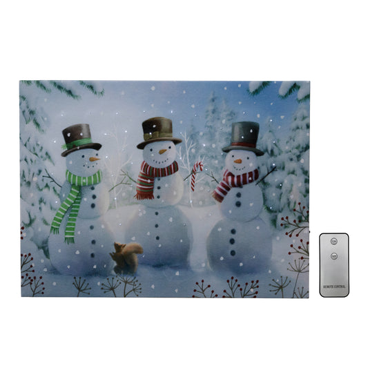 Battery Operated Lighted Wall Art - Cheerful Snowmen