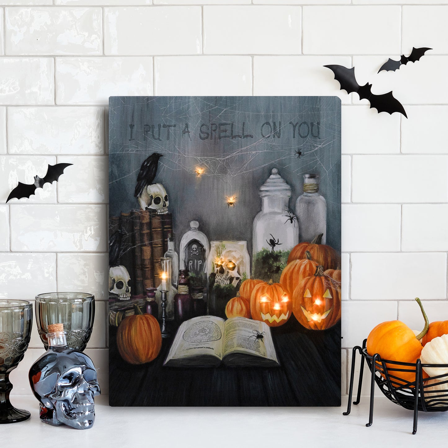 Battery Operated Lighted Wall Art - Halloween Spell