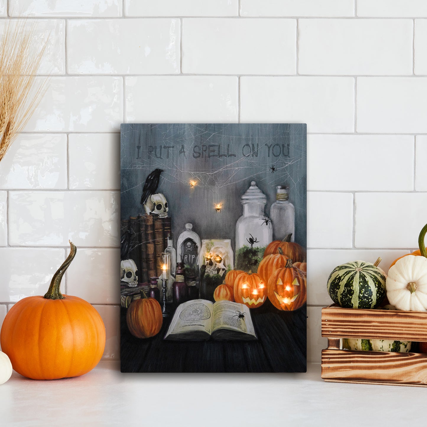 Battery Operated Lighted Wall Art - Halloween Spell