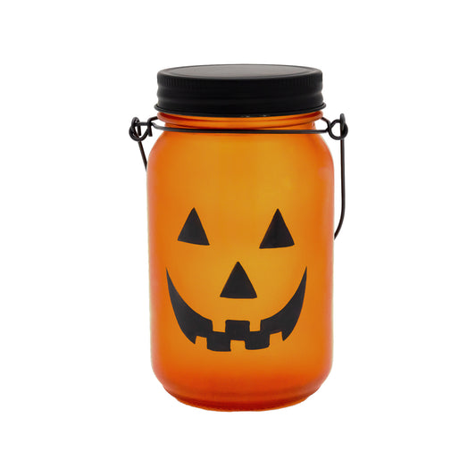 Battery Operated Flame Effect Jack O'Lantern Mason Jar