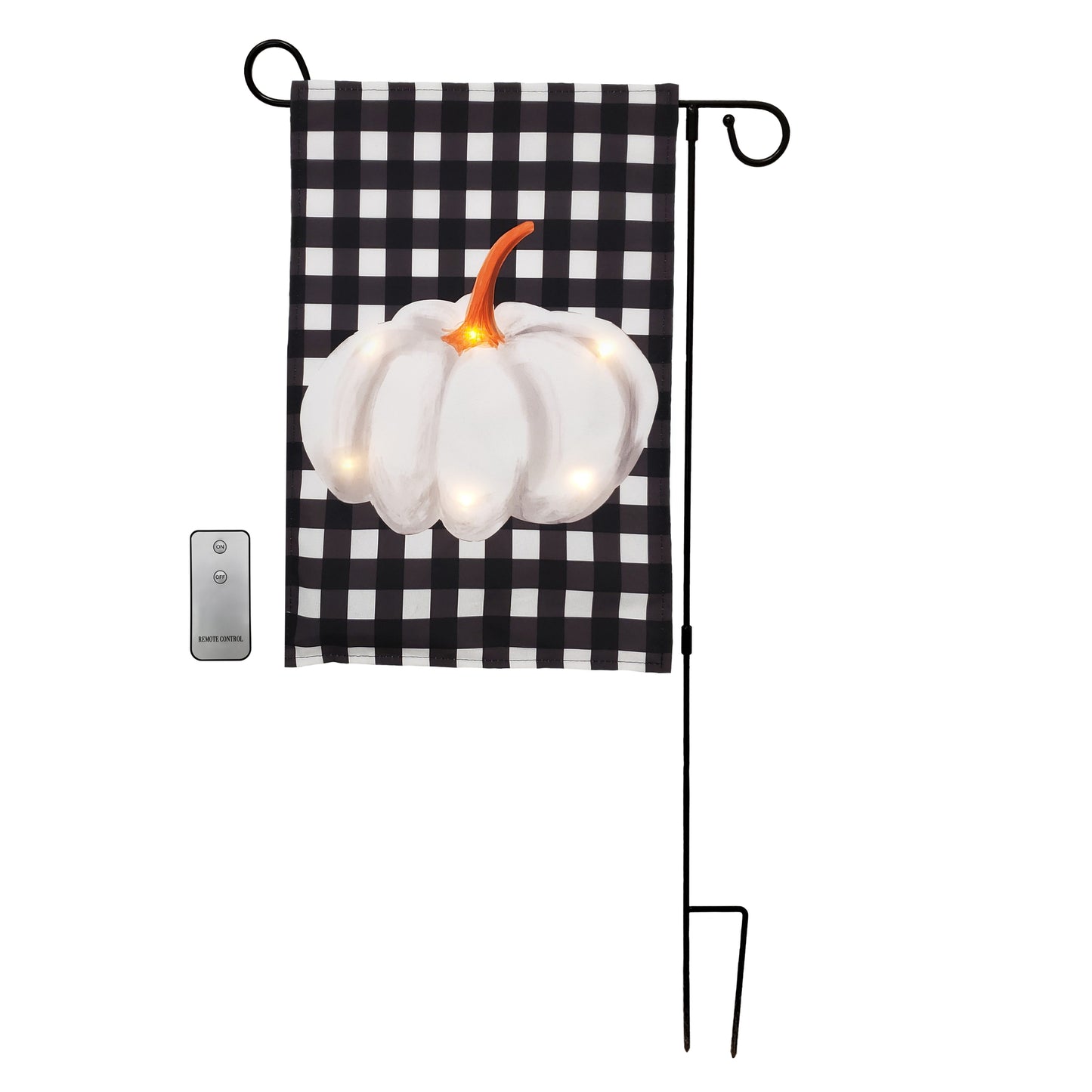 Battery-Operated Lighted Outdoor Banner with Garden Flag Stand - Harvest