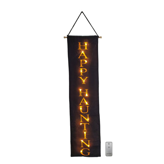 Battery-Operated Lighted Wall Banner - Happy Haunting