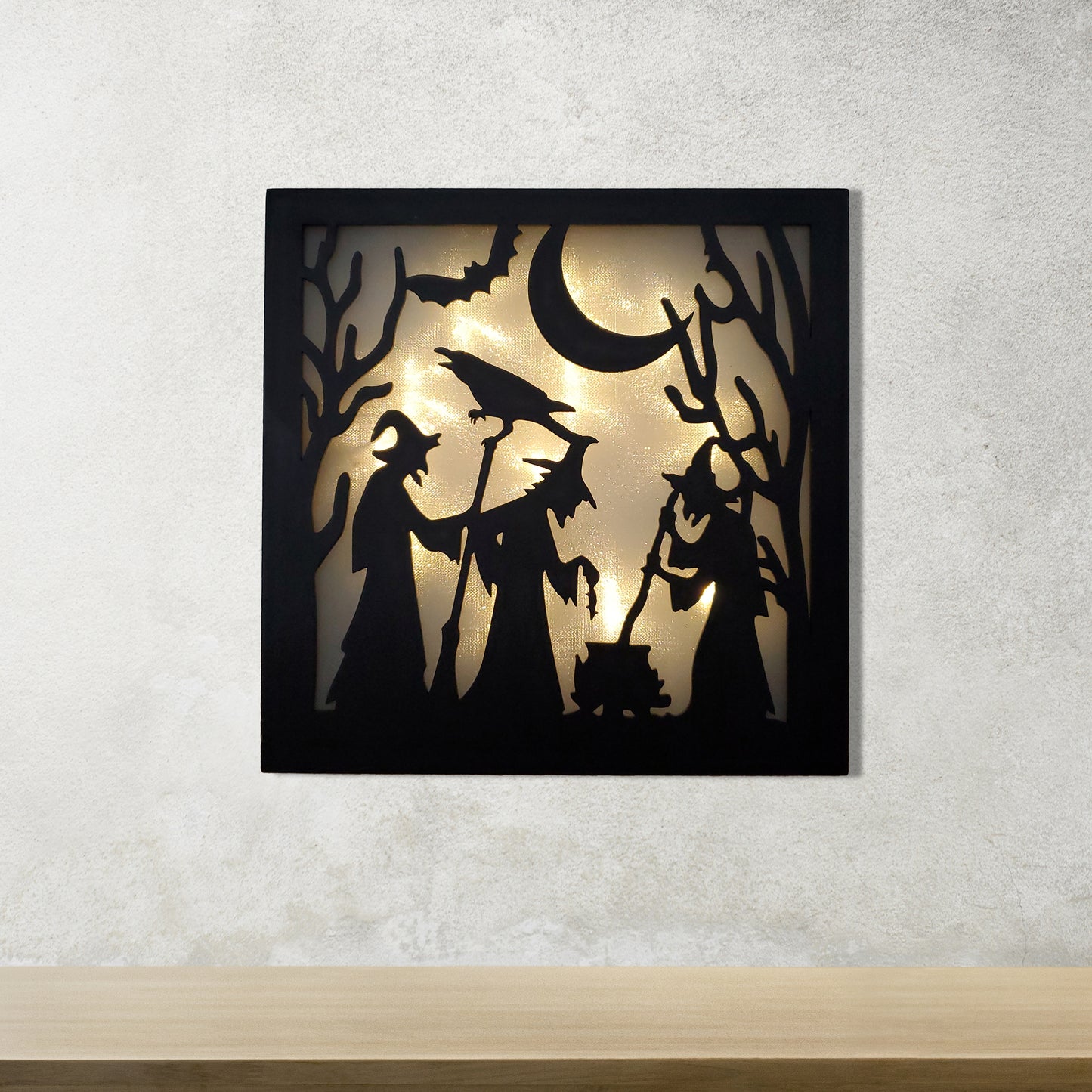 Battery Operated LED Wall Art - Witches Brew Wall Light