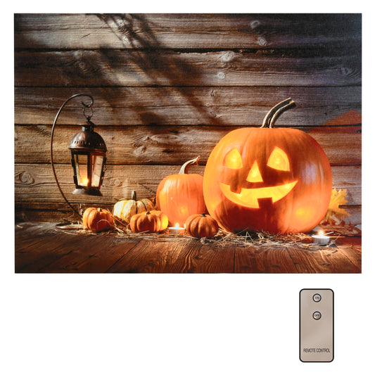 Battery-Operated Lighted Wall Art with Remote Control - Jack O’ Lantern