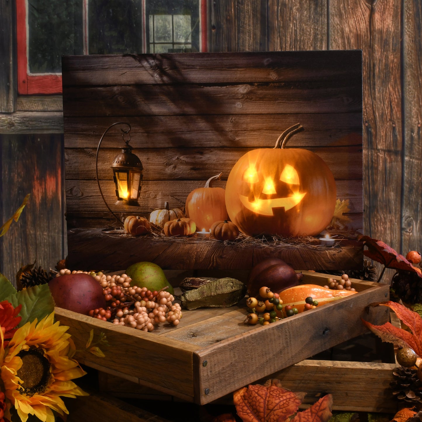 Battery-Operated Lighted Wall Art with Remote Control - Jack O’ Lantern