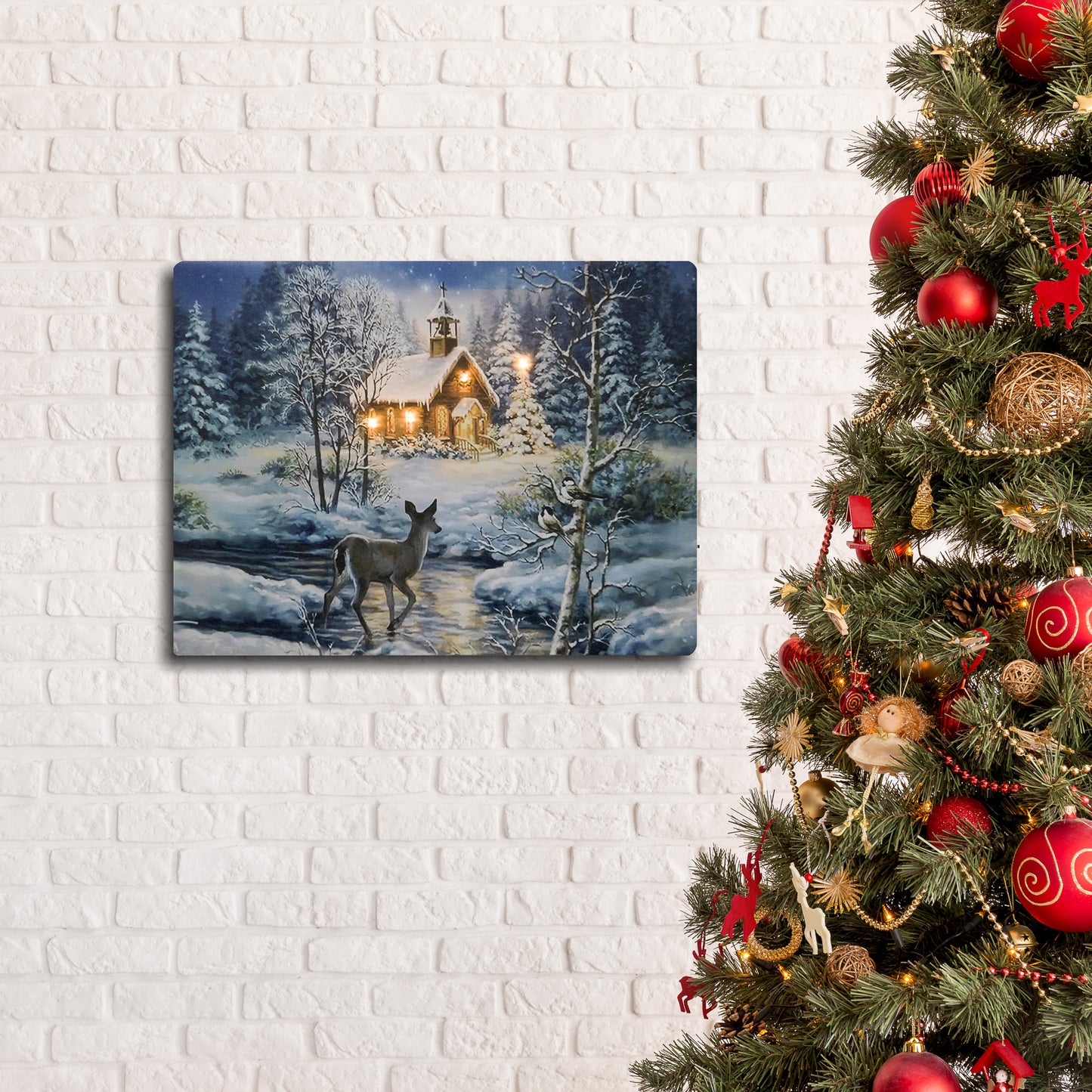 Battery Operated Lighted Wall Art - Winter Woods