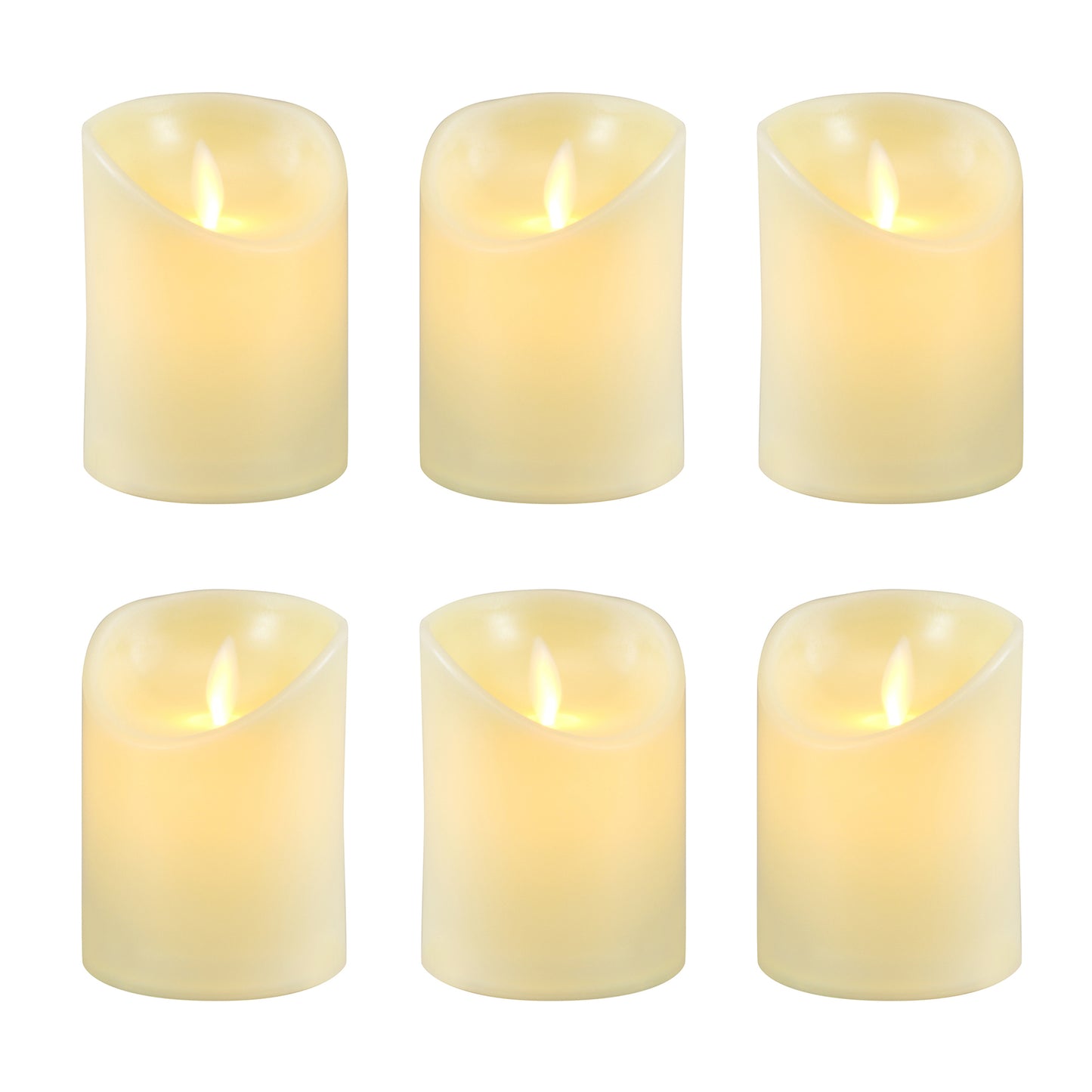 Battery Operated LED Flickering Flame Votives Candles- Set of 6