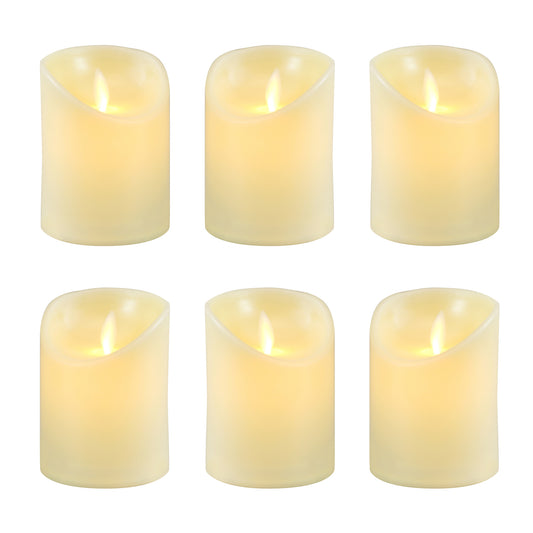 Battery Operated LED Flickering Flame Votives Candles- Set of 6