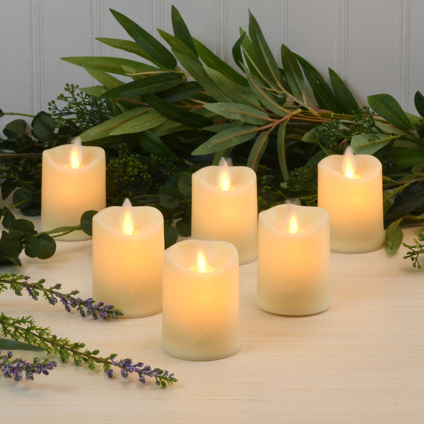 Battery Operated LED Flickering Flame Votives Candles- Set of 6