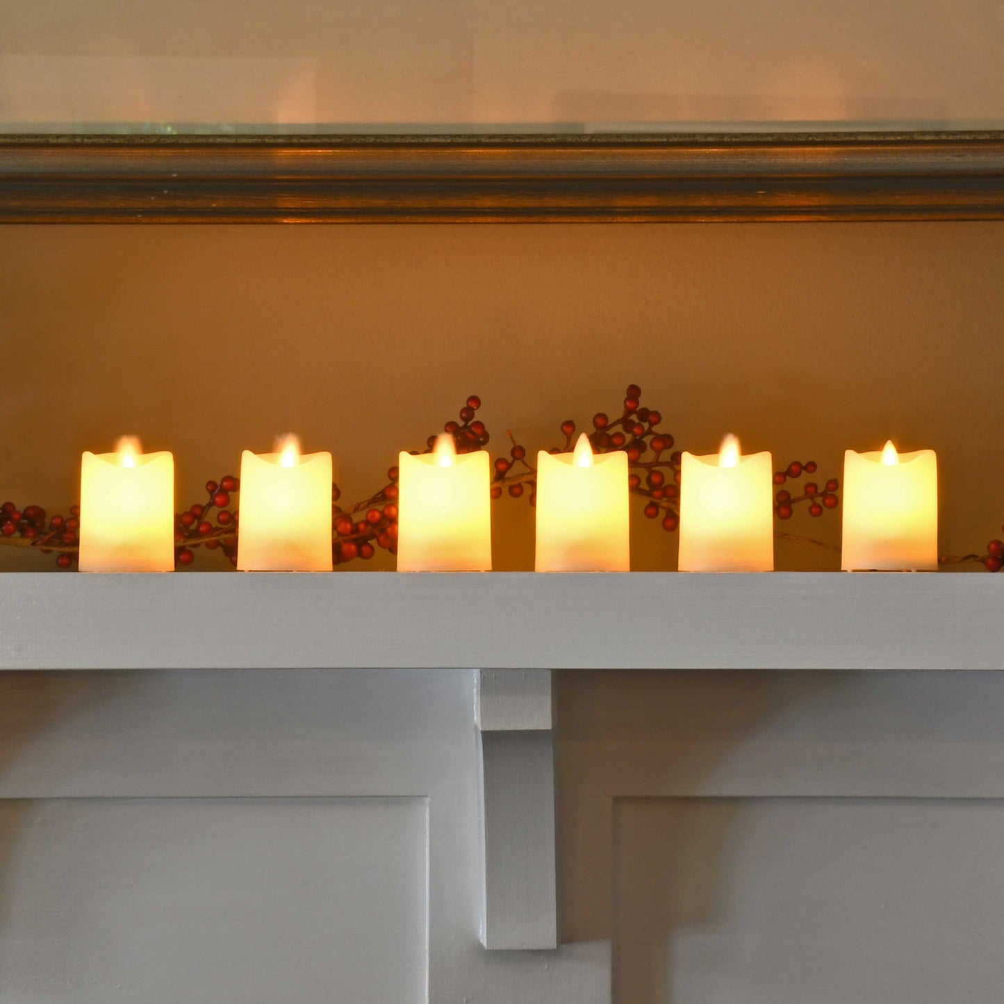 Battery Operated LED Flickering Flame Votives Candles- Set of 6