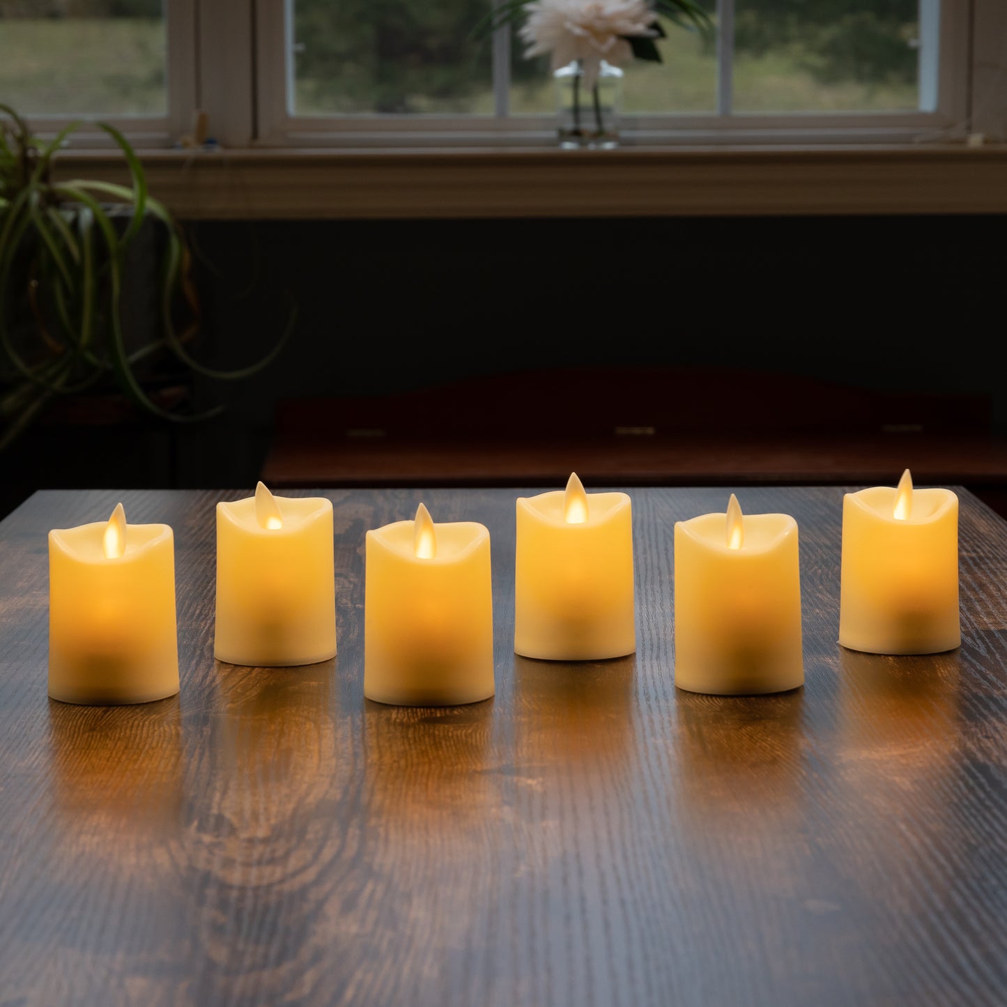 Battery Operated LED Flickering Flame Votives Candles- Set of 6