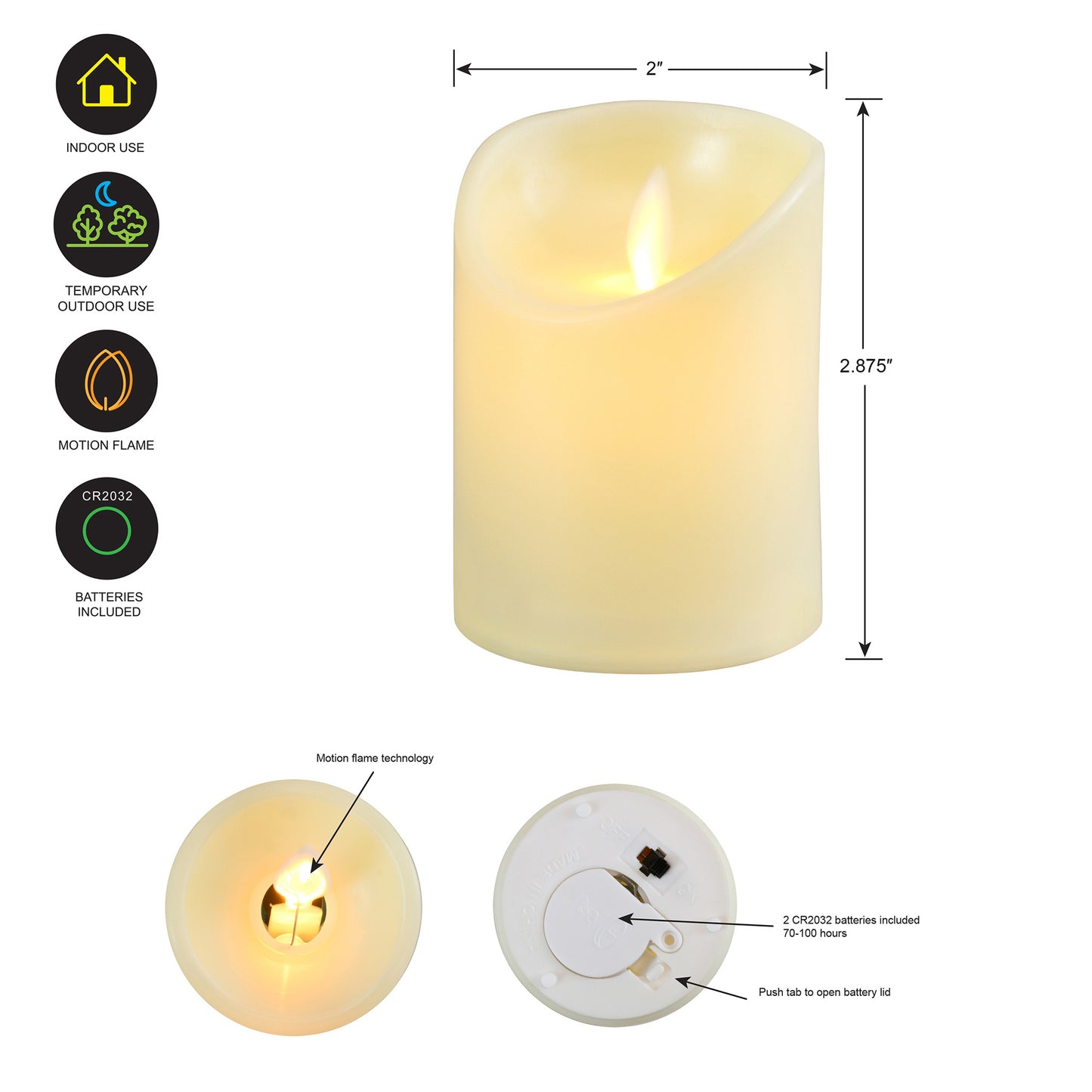 Battery Operated LED Flickering Flame Votives Candles- Set of 6