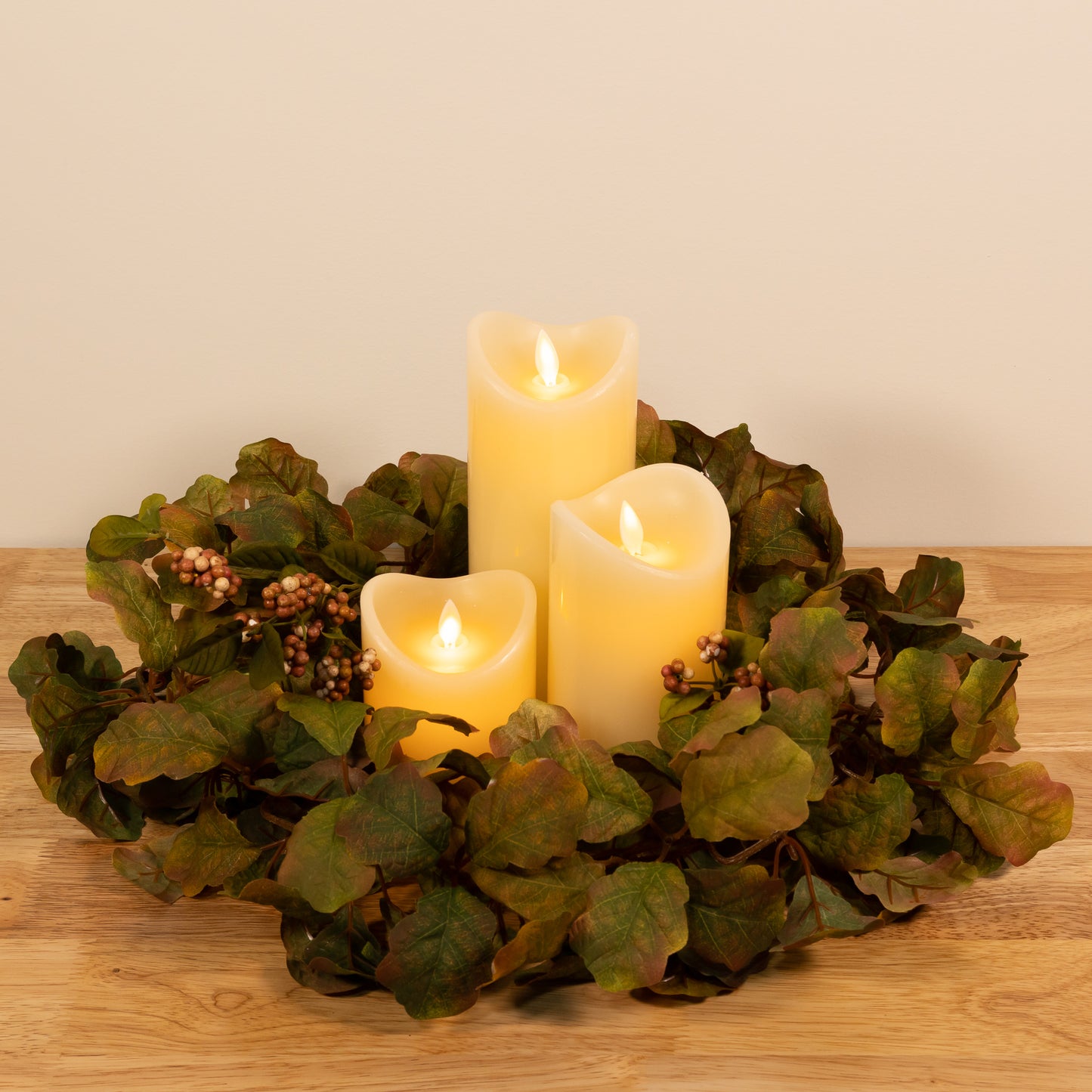 Battery Operated LED Flickering Flame Real Wax Candles- Set of 3