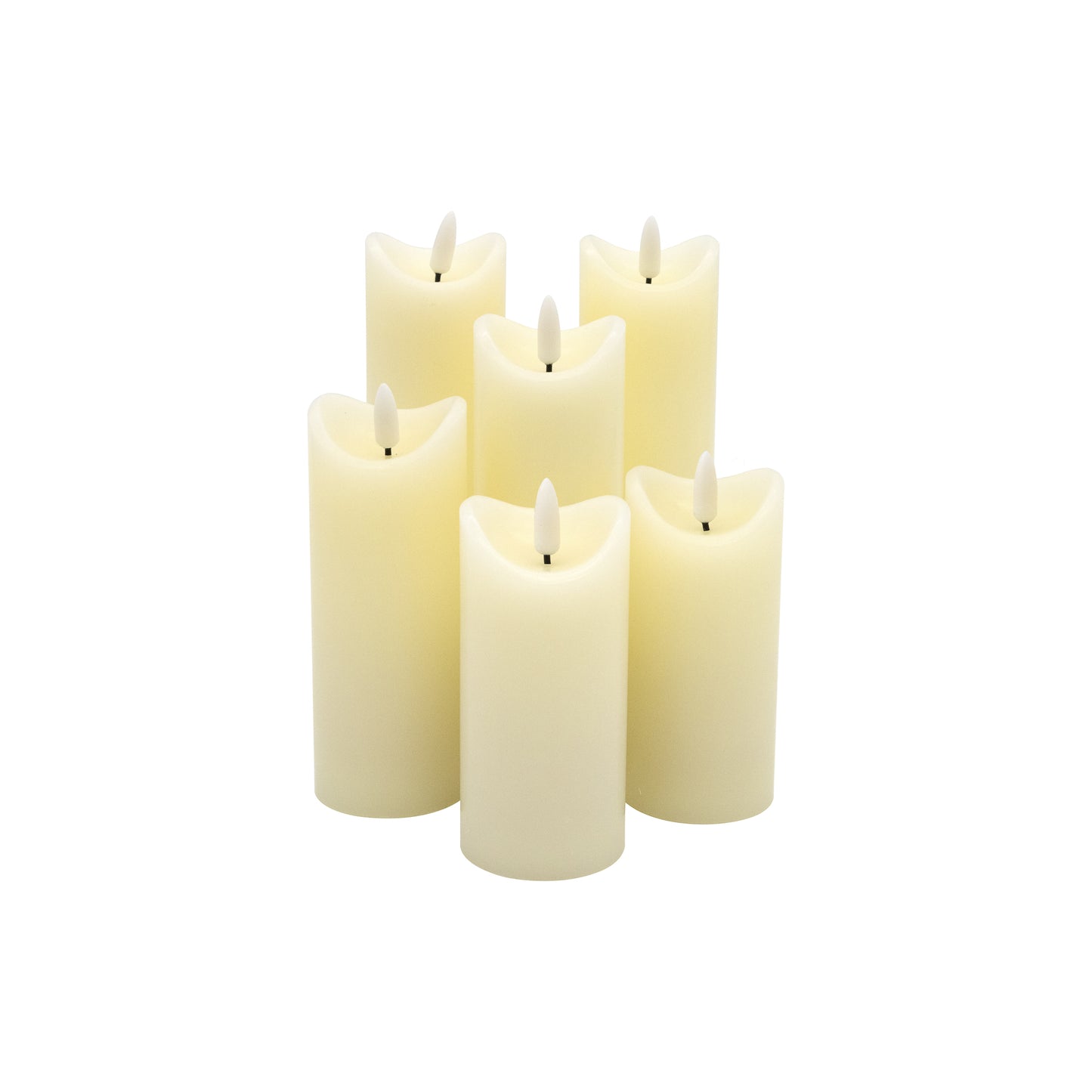 Battery Operated 3D Wick LED Candles - Set of 6