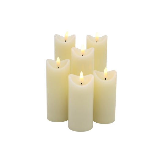 Battery Operated 3D Wick LED Candles - Set of 6