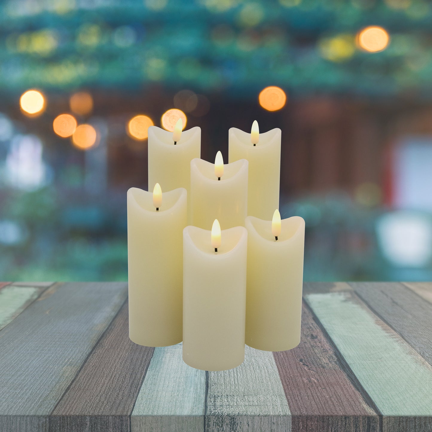 Battery Operated 3D Wick LED Candles - Set of 6