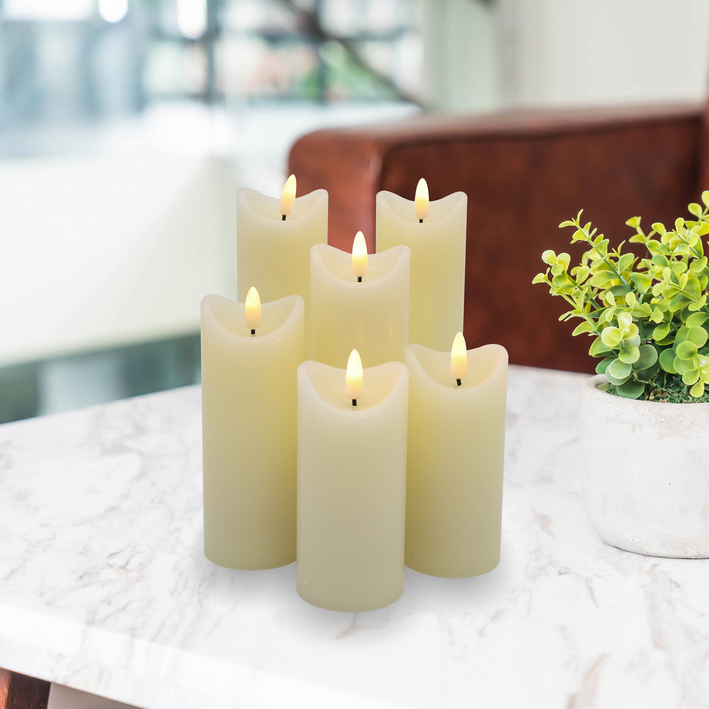 Battery Operated 3D Wick LED Candles - Set of 6