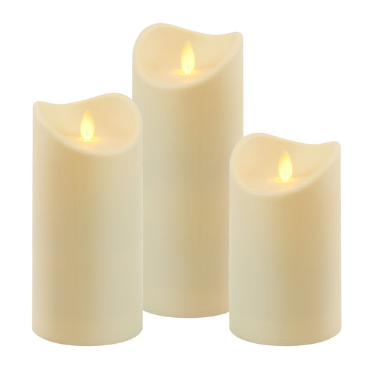Battery Operated LED Candles with Flickering Flame - Set of 3