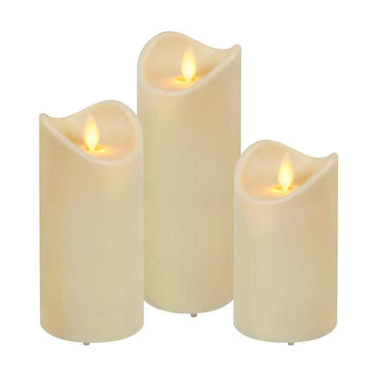 Weather Resistant LED Candles with Flickering Flame - Set of 3