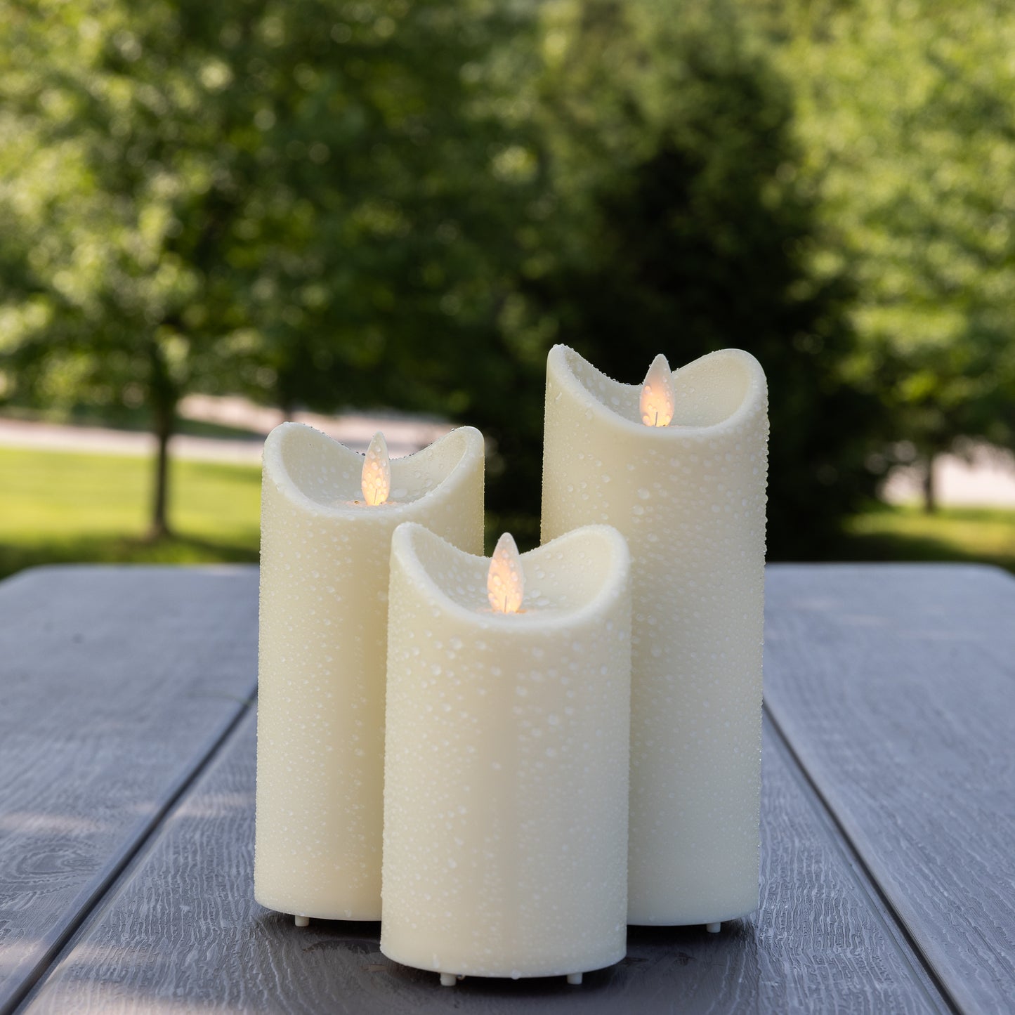 Weather Resistant LED Candles with Flickering Flame - Set of 3