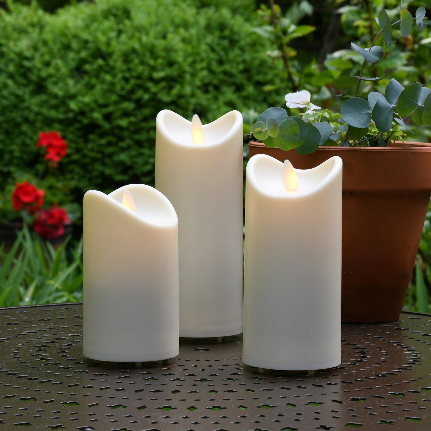 Weather Resistant LED Candles with Flickering Flame - Set of 3