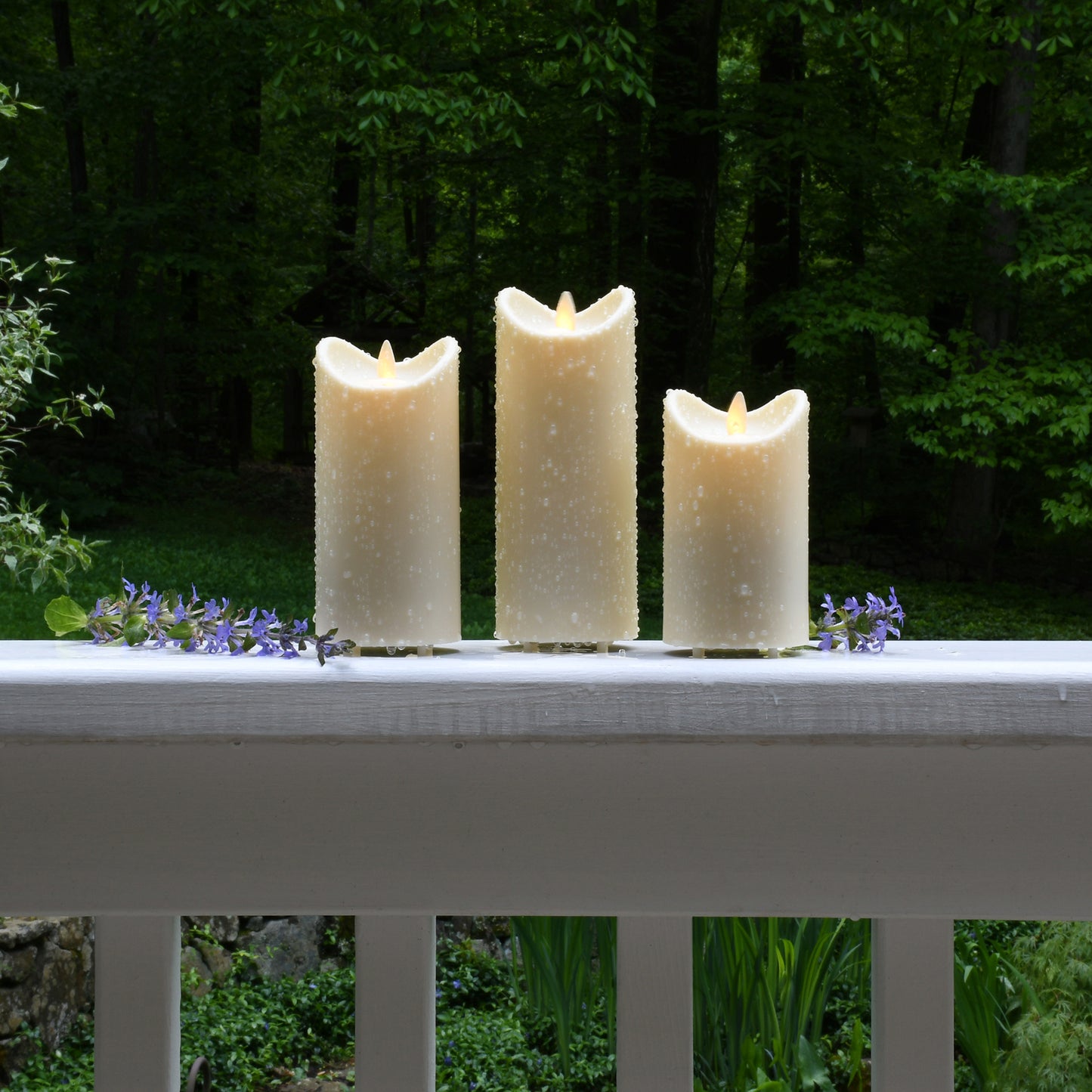 Weather Resistant LED Candles with Flickering Flame - Set of 3