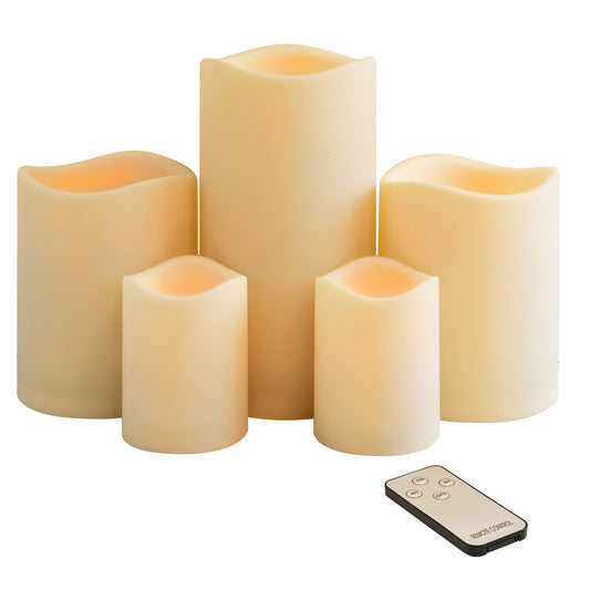 Battery Operated LED Candles with Remote Control - Set of 5