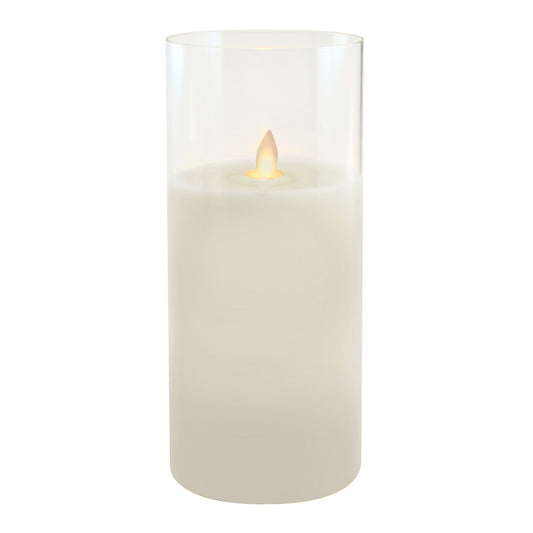 Battery Operated 10" Glass Hurricane LED Candle with Flickering Flame