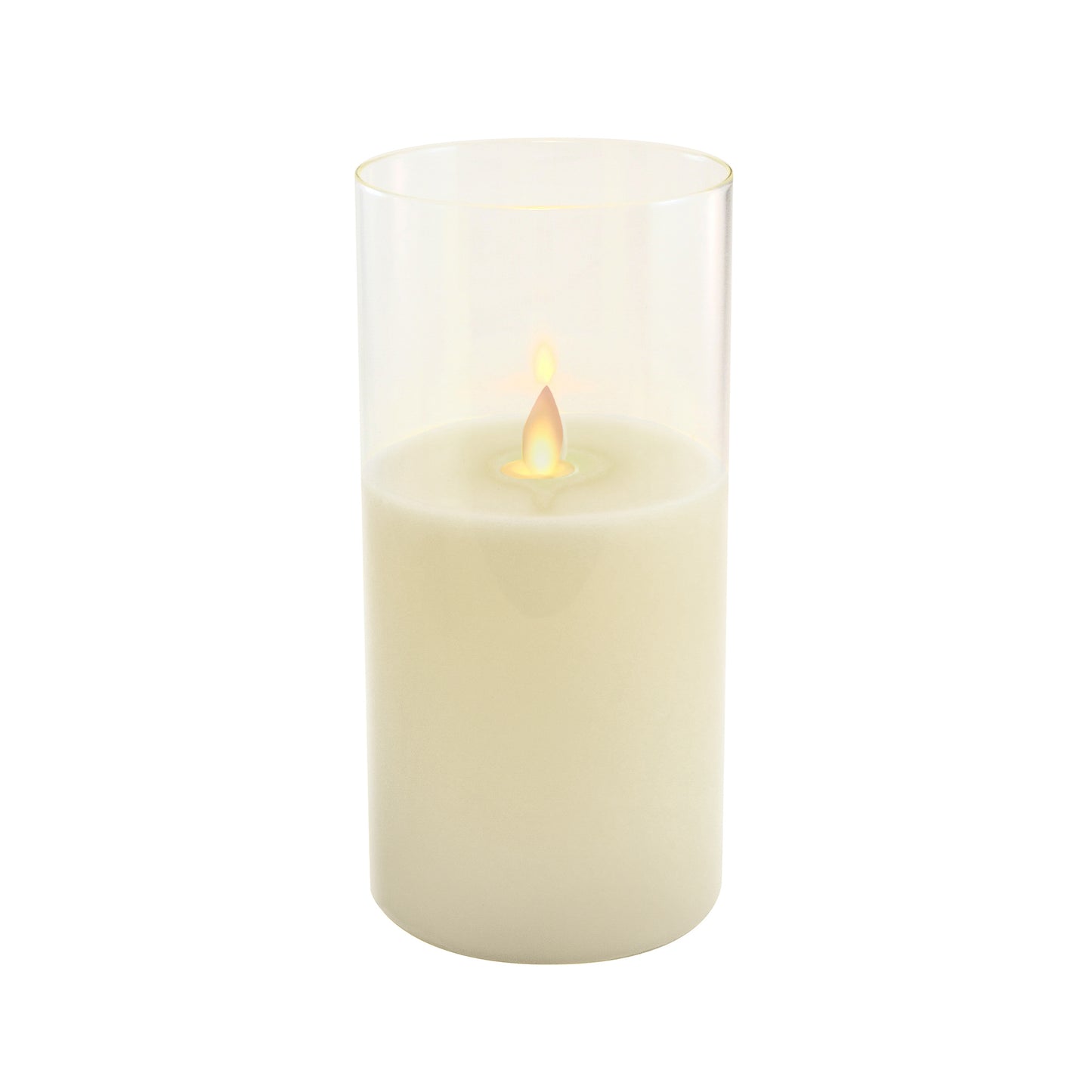 Battery Operated 8" Glass Hurricane LED Candle with Flickering Flame