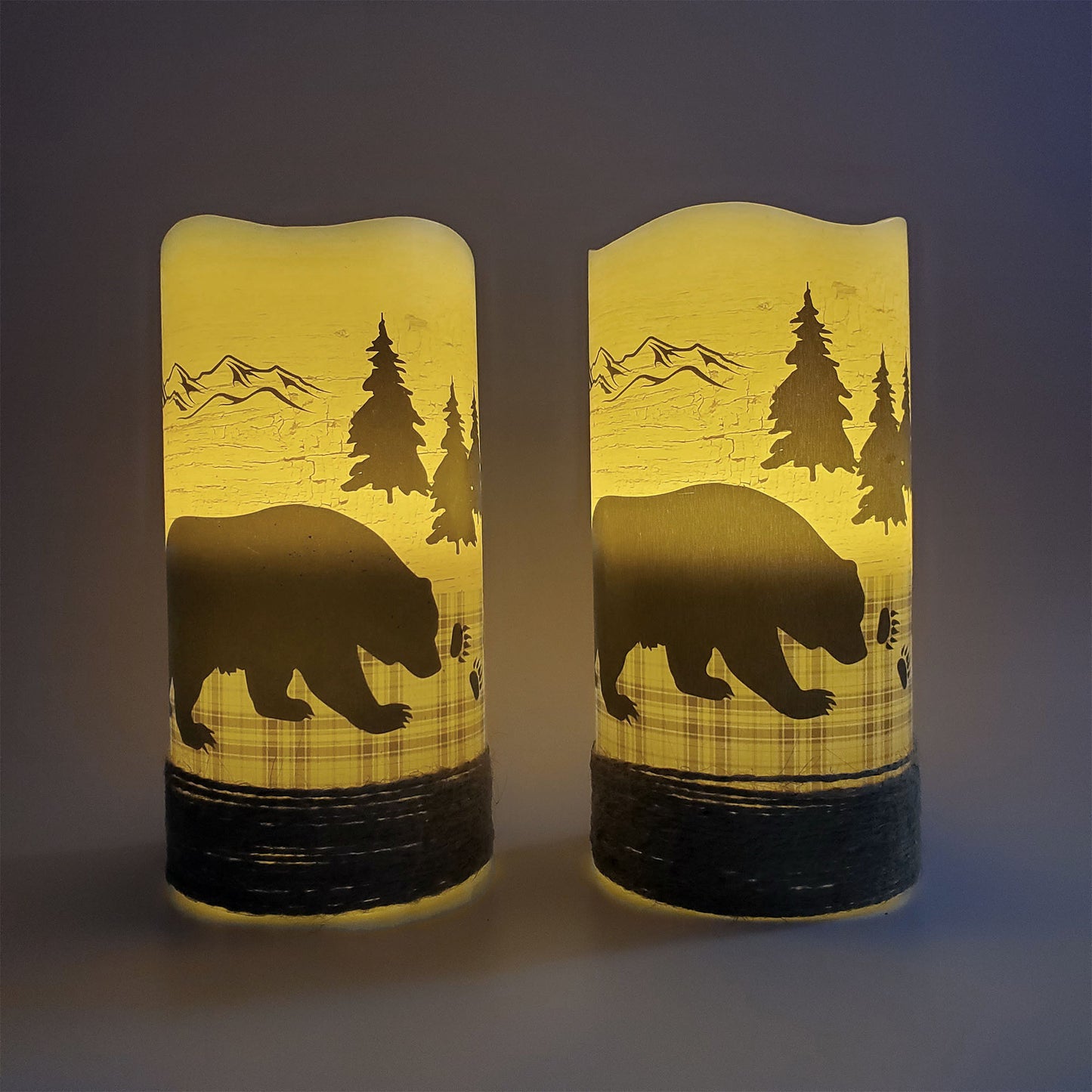 Battery Operated LED Wax Candles, Wildlife - Set of 2