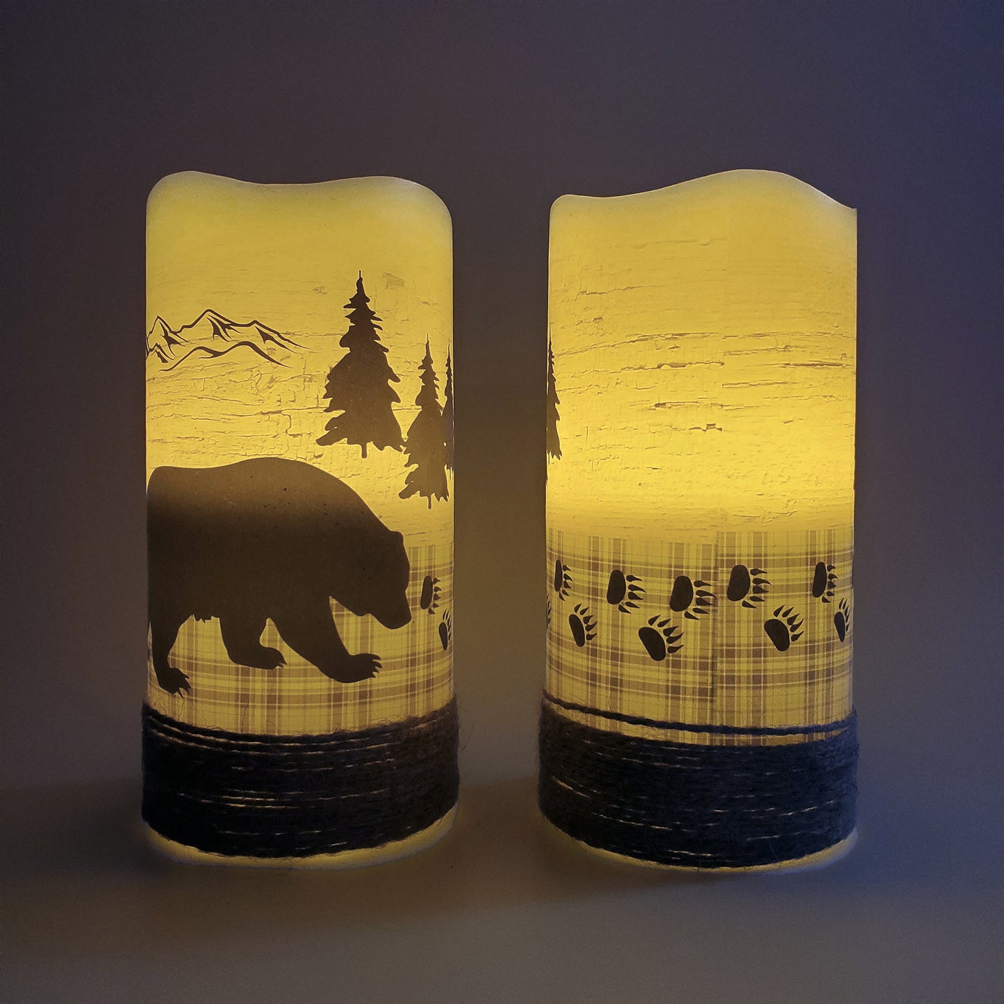 Battery Operated LED Wax Candles, Wildlife - Set of 2