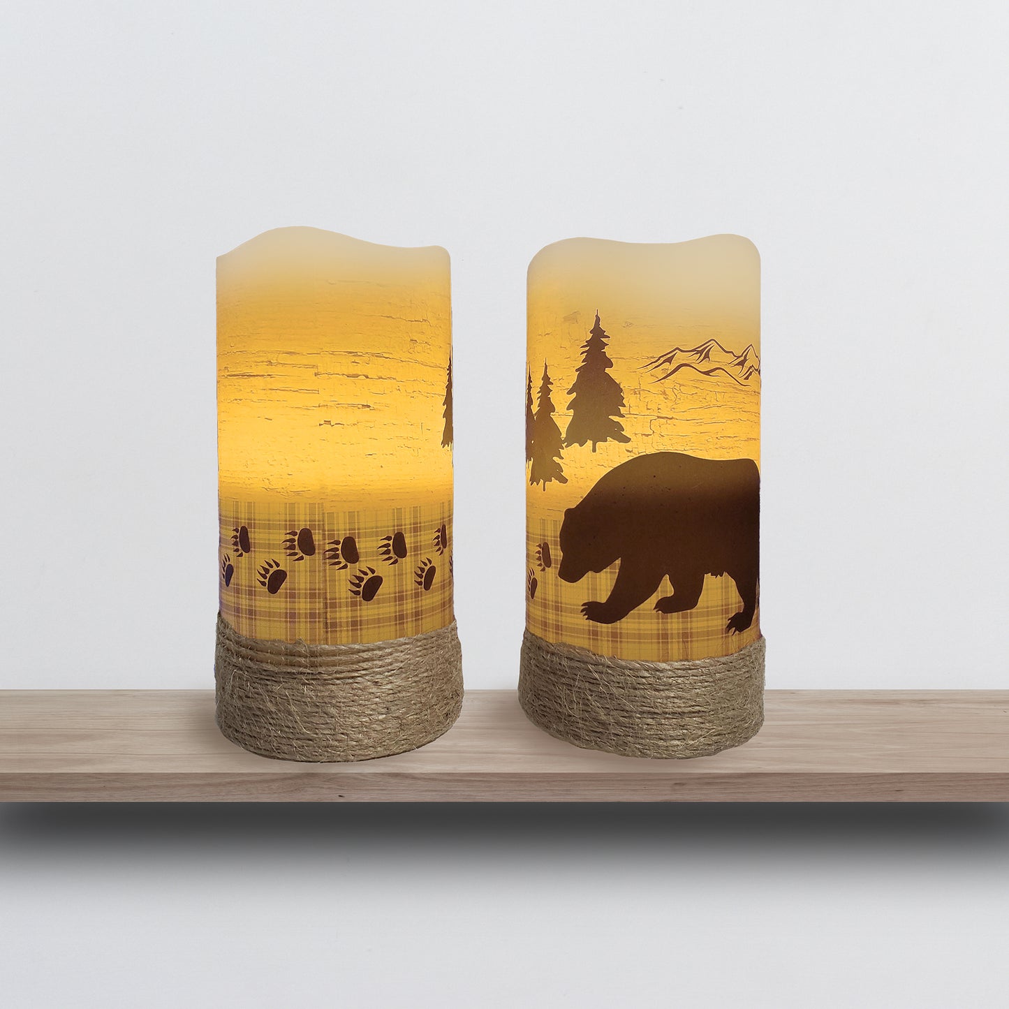 Battery Operated LED Wax Candles, Wildlife - Set of 2