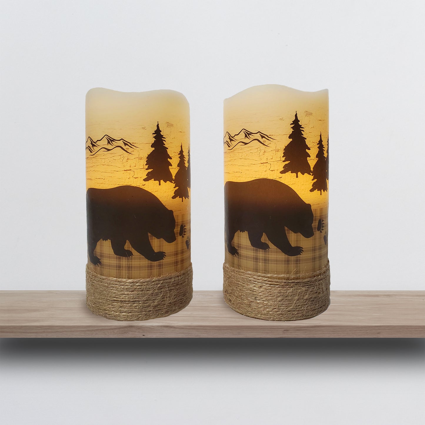 Battery Operated LED Wax Candles, Wildlife - Set of 2