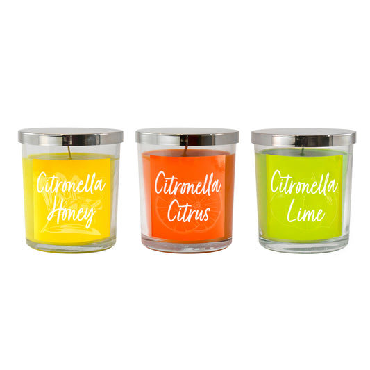 Scented Wax Candles, Citronella Collection 10oz - Set of 3