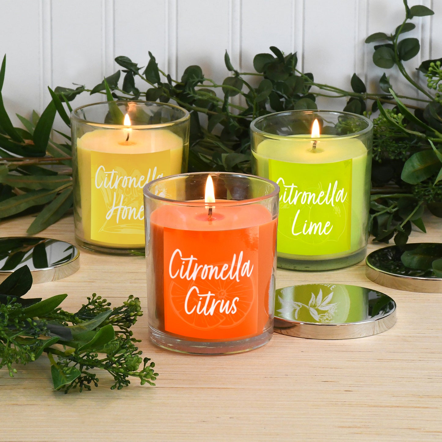 Scented Wax Candles, Citronella Collection 10oz - Set of 3