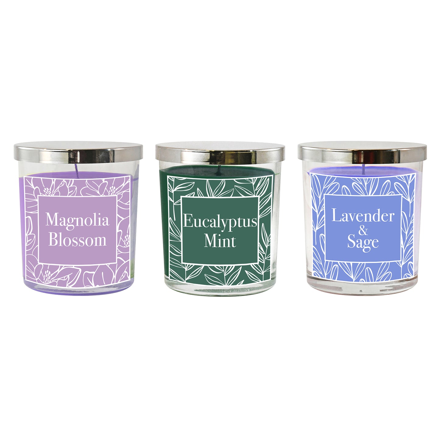 Scented Wax Candles, Botanical Collection - Set of 3