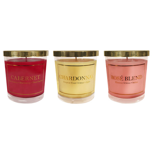 Scented Wax Candles, Wine Collection - Set of 3