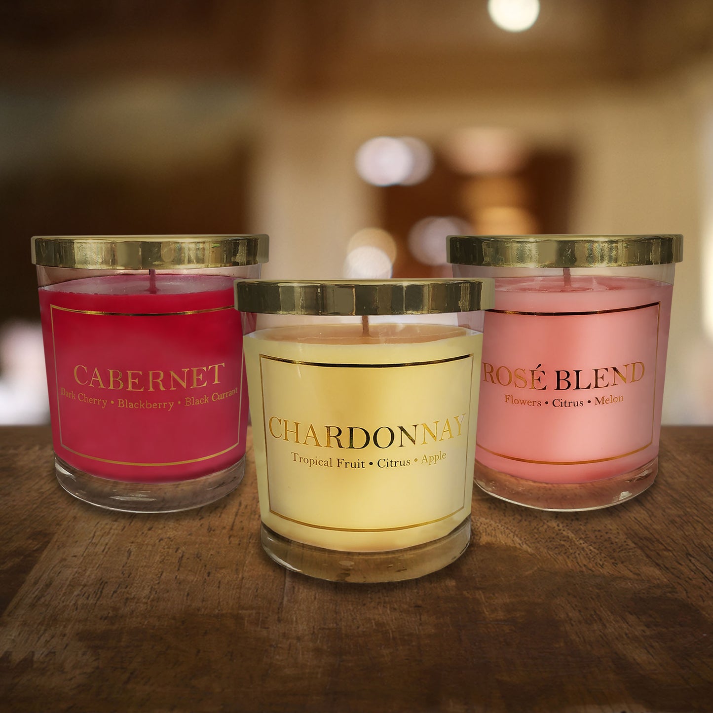 LumaBase Scented Wax Candles, Wine Collection - Set of 3