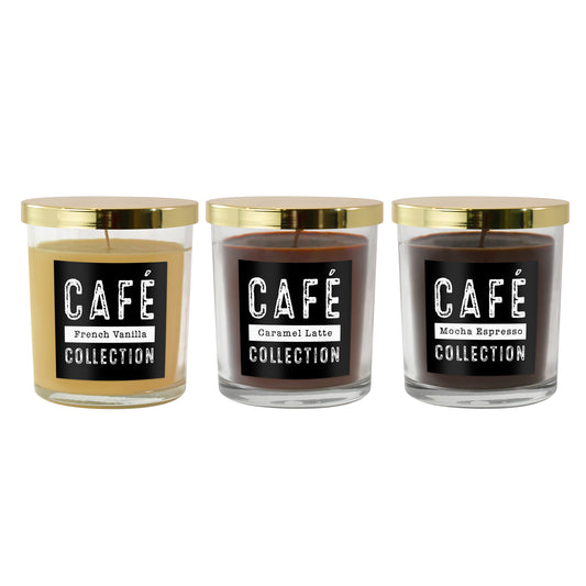 Scented Wax Candles, Coffee Collection - Set of 3