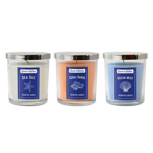 Scented Wax Candles, Beach Collection - Set of 3