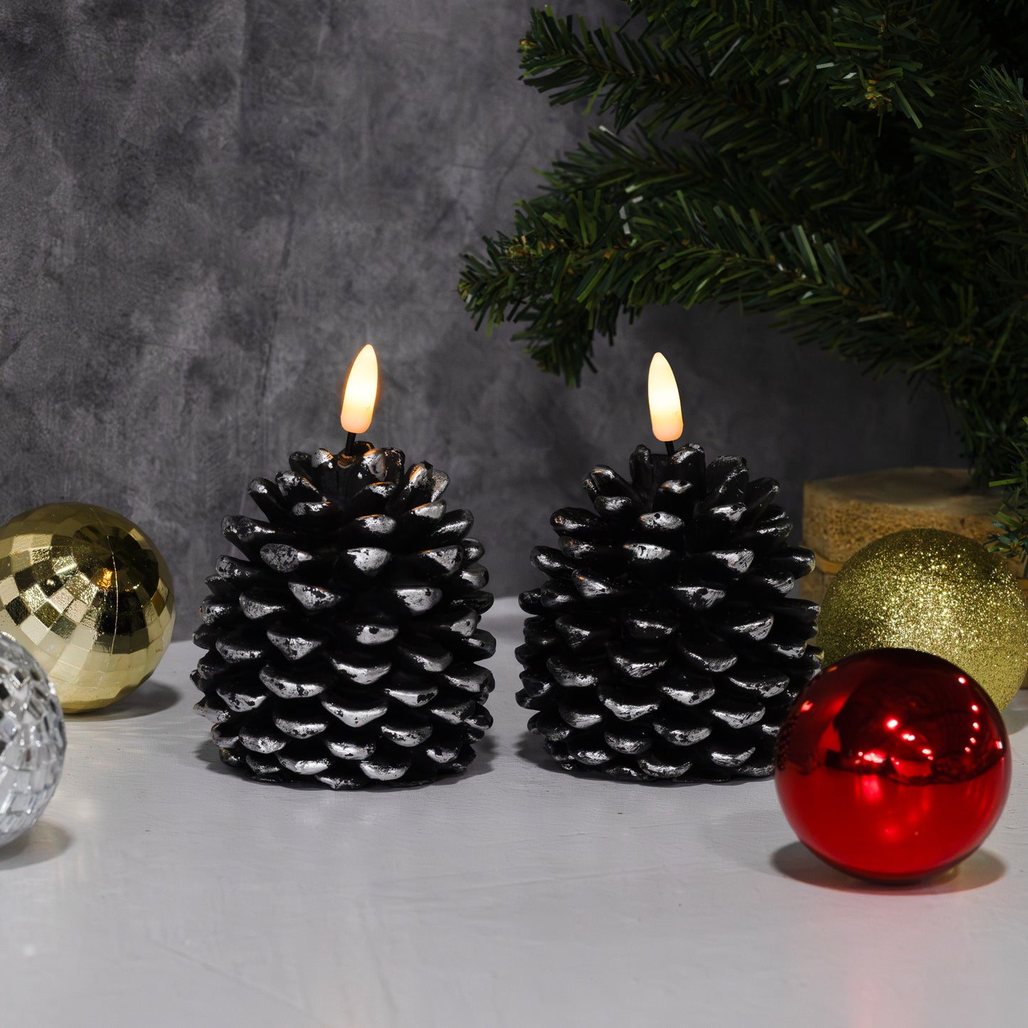 Battery Operated Pinecone Candles - Set of 2