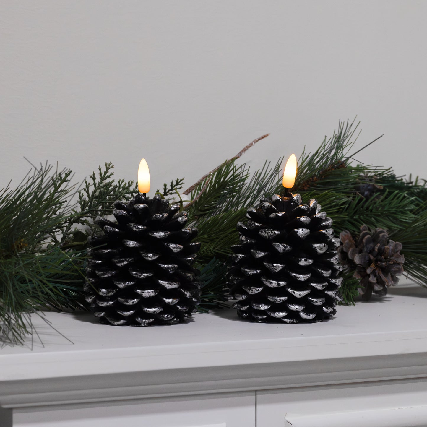 Battery Operated Pinecone Candles - Set of 2