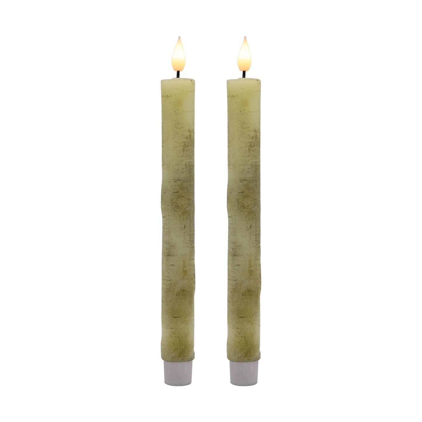 Battery Operated Birch Wood Taper Candles - Set of 2