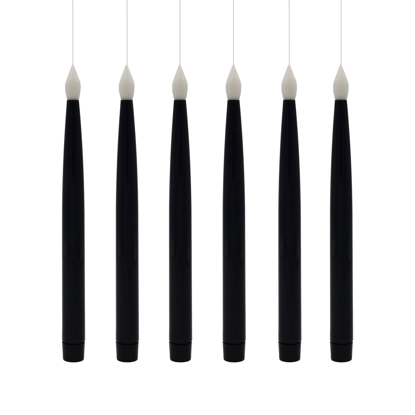 Battery Operated Hanging Black Taper Candles - Set of 6