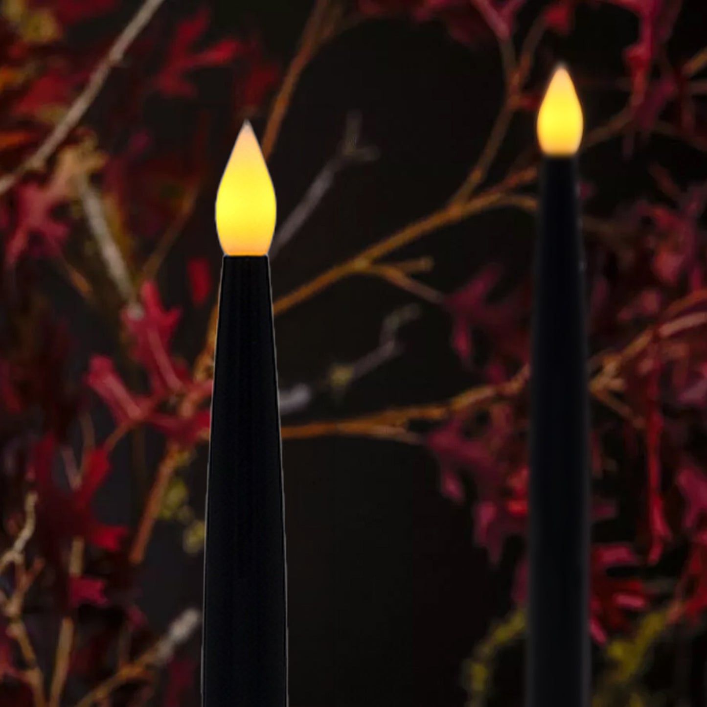 Battery Operated Hanging Black Taper Candles - Set of 6