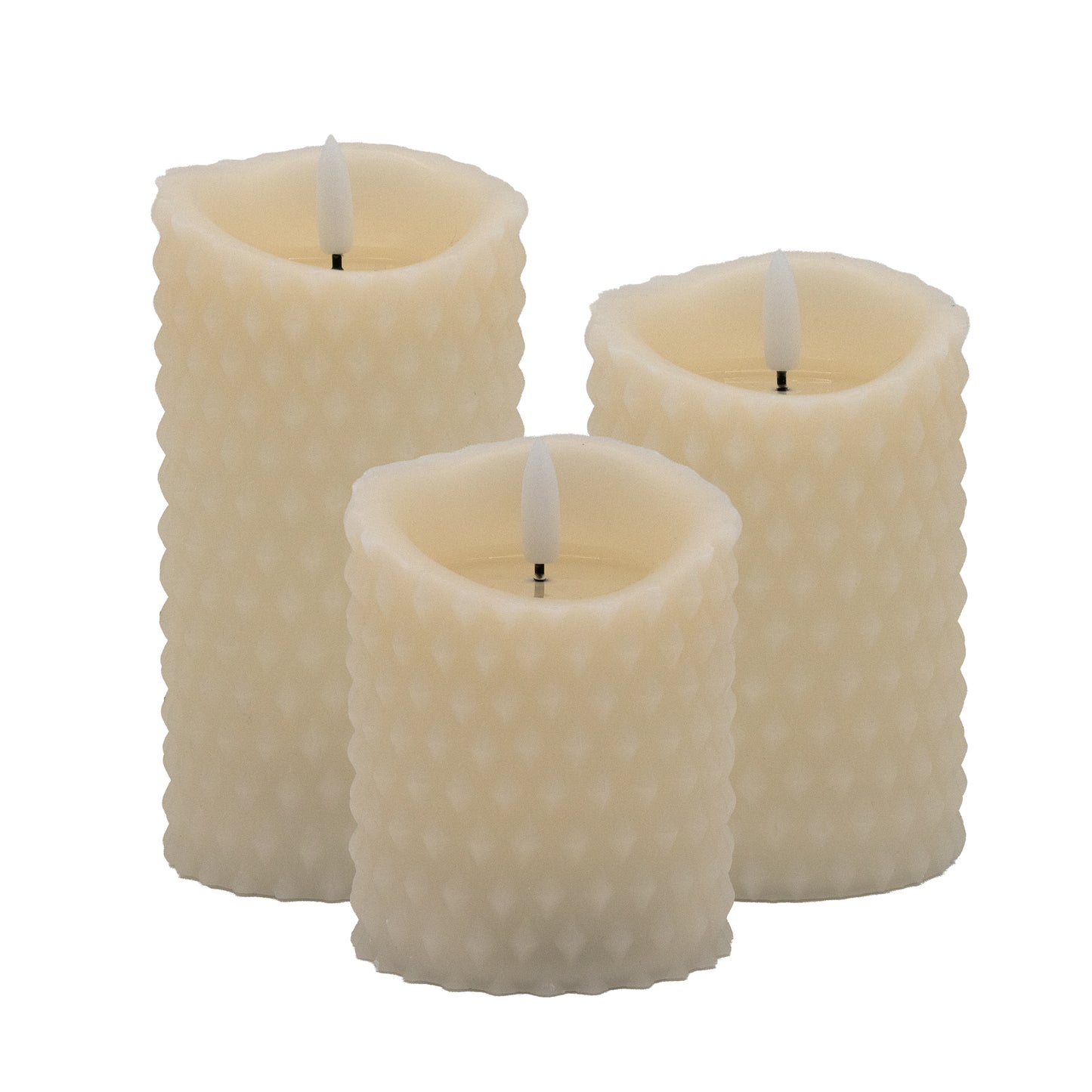 Battery Operated Textured Candles - Set of 3