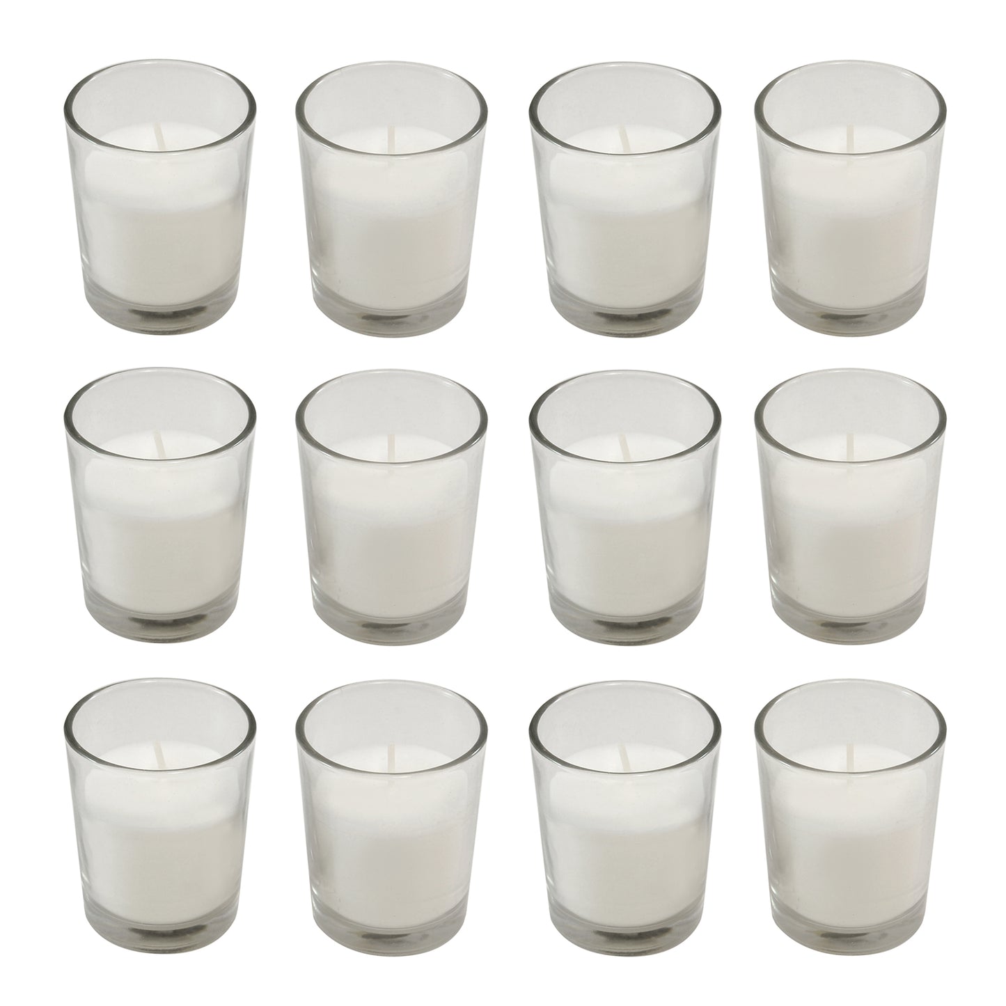 Votive Candles in Clear Glass Holders - Set of 12